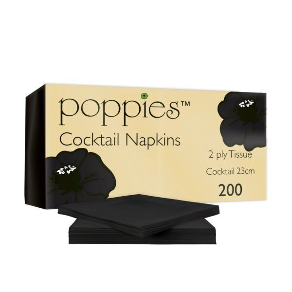 poppies cocktail napkins in black